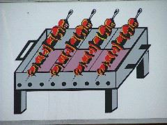 Kr&ouml;ckeltisch mit Fleisch (nicht hannoversch: Kickertisch mit Fleisch)